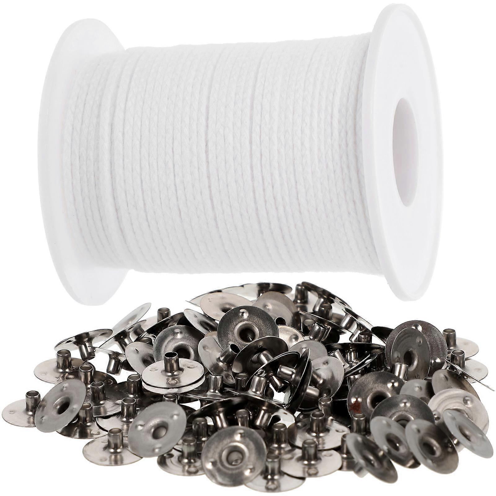 1 Juego de mechas de algodón para velas Mechas de lámpara de aceite Mechas de velas con bases de mecha de vela