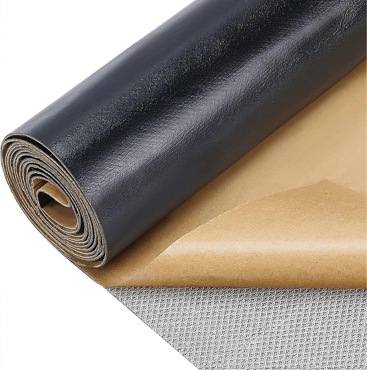 12x54 Inches(30x137cm) Self-adhesive Faux Leather Repair Subsidies Sofa Couch Patches for Car Seat Furniture - Black 1mm Thick