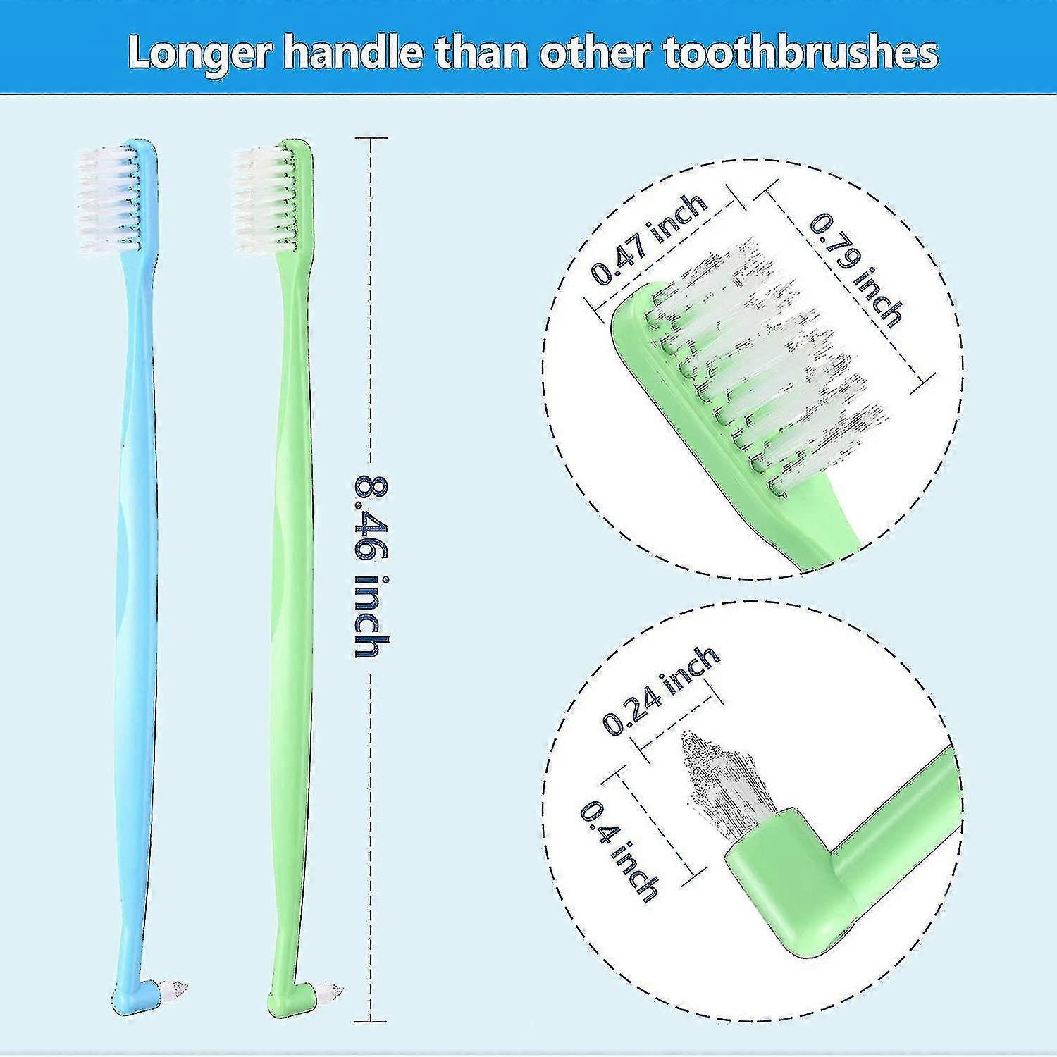 4 Pieces Double Ended Toothbrushes V Trim Bristles Toothbrush Tuft Brush Soft