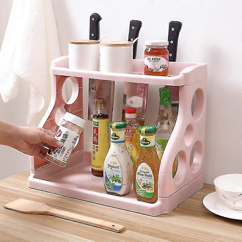 Kitchen Cutlery Rack Double Layer Shelf Storage Rack Plastics Tool Holder Detachable Spice Racks