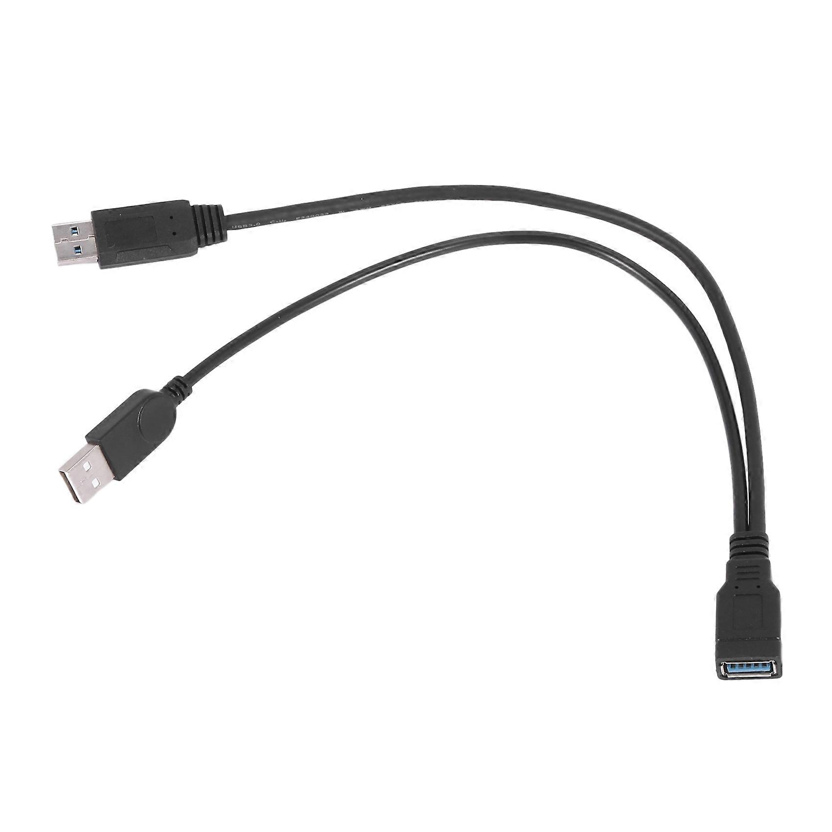 Black USB 3.0 Female to Dual USB Male Extra Data Y Extension Cable for 2.5 inch Mobile Hard Disk