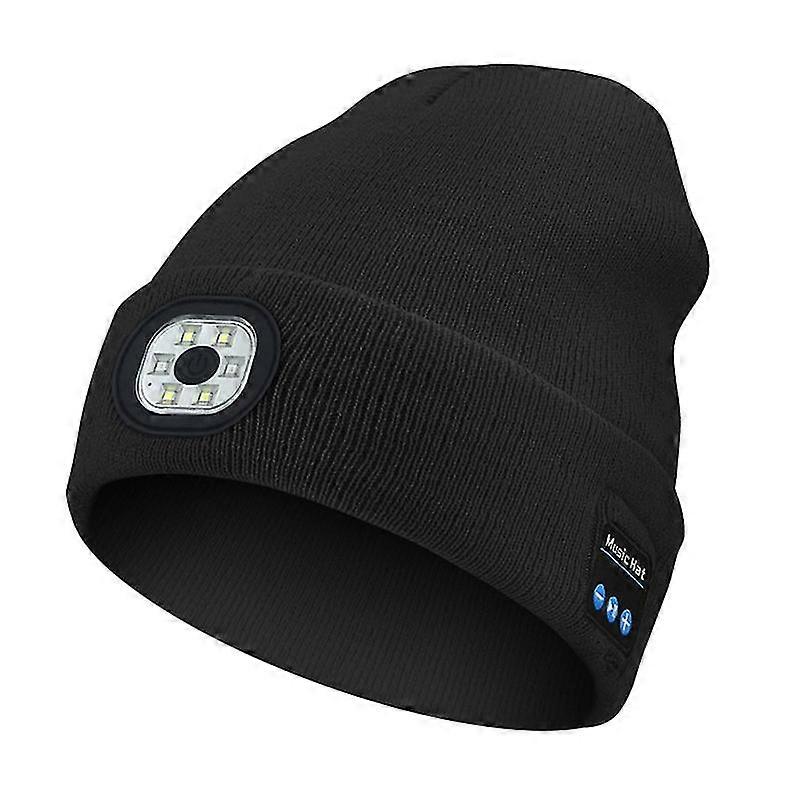 Bluetooth-compatible LED Hat Winter Warm Cap Knitted Elastic Soft Fabric Rechargeable High Brightnes-ZZY