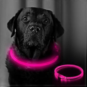 LED Dog Collar in Pink USB Rechargeable Flashing Light Safety Collar for Dogs,Cats & Puppies,keep your Pets Safe