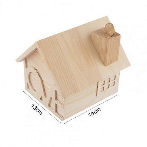 House Shape Money Box No Burrs Wood Desk Saving Piggy Bank for Students