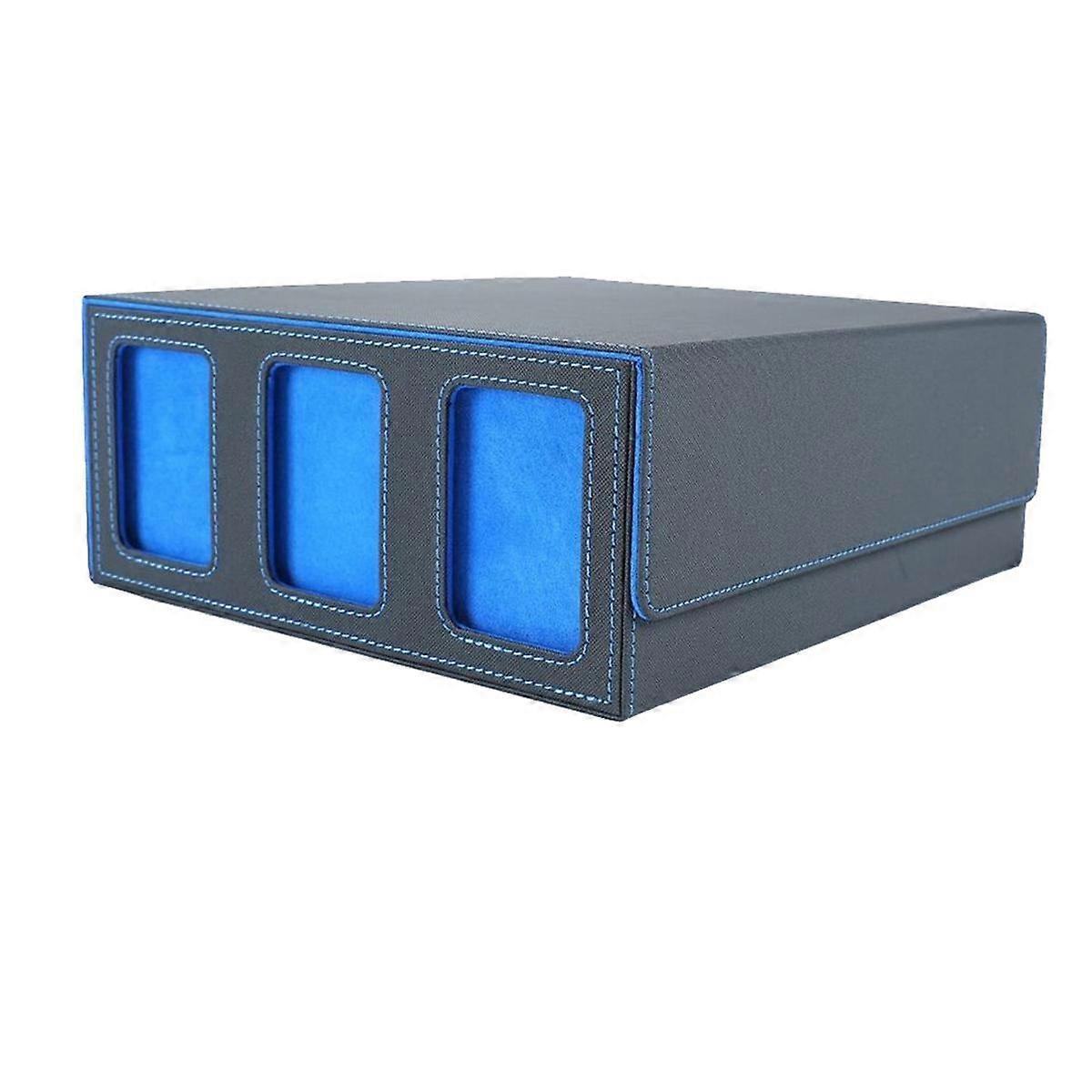 Storage Box for Trading Cards with Viewing Window Magnetic Closure Card Holder for Magic Game Cards Blue