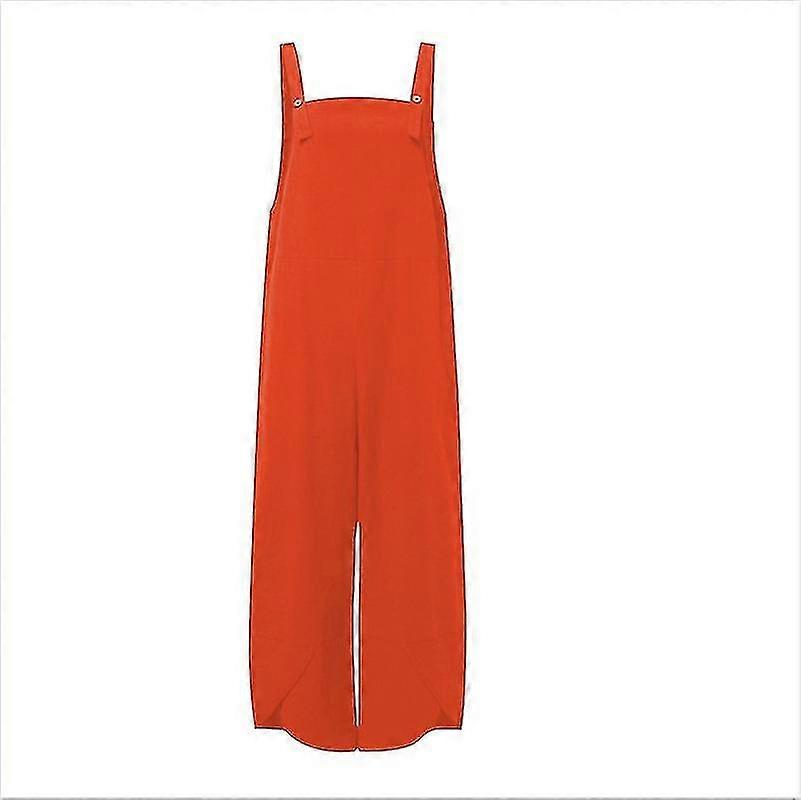 Women's Cotton Linen Overalls Solid Color Casual Pants Beach Pant