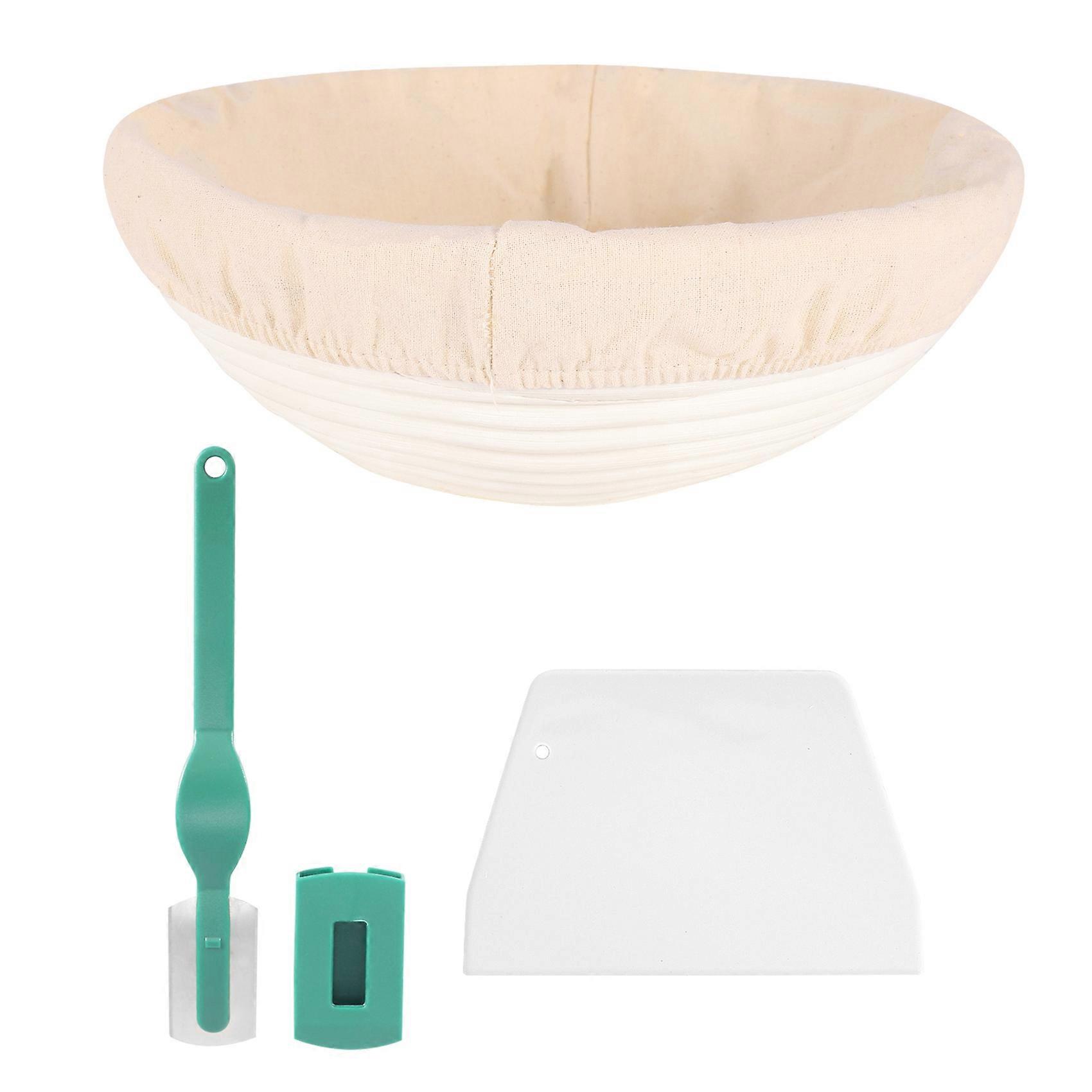 10 Inch Bread Proofing Basket - Banneton Proofing Basket + Cloth Liner + Dough Scraper + Bread Lame - Sourdough Basket Set For Professional And Home