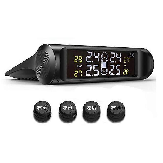 Solar Power USBCar Vehicle Sensors Tire Pressure Monitoring System LCD 4 External / Internal s for SUV Sedan Temperature Warning