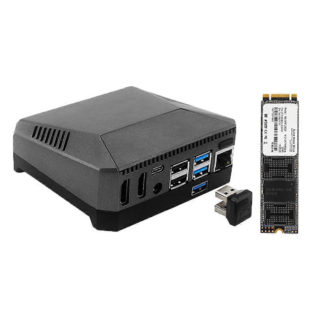 Enclosure for Raspberry Pi 4B Argon One Aluminum Case Cover 128G SSD GPIO-Fan