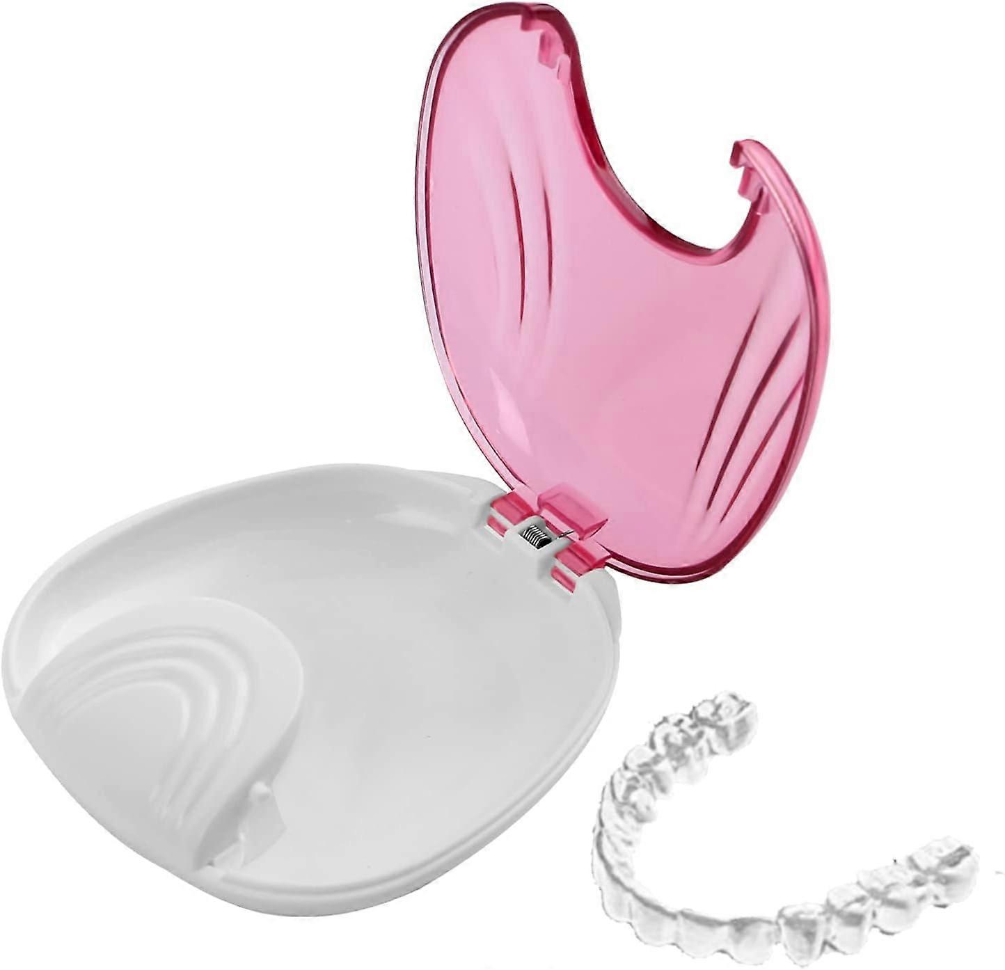 Snap-to-Open Retainer Case, Portable Teeth Retainer Box for Dentures, Braces, Mouthguards (Pink)