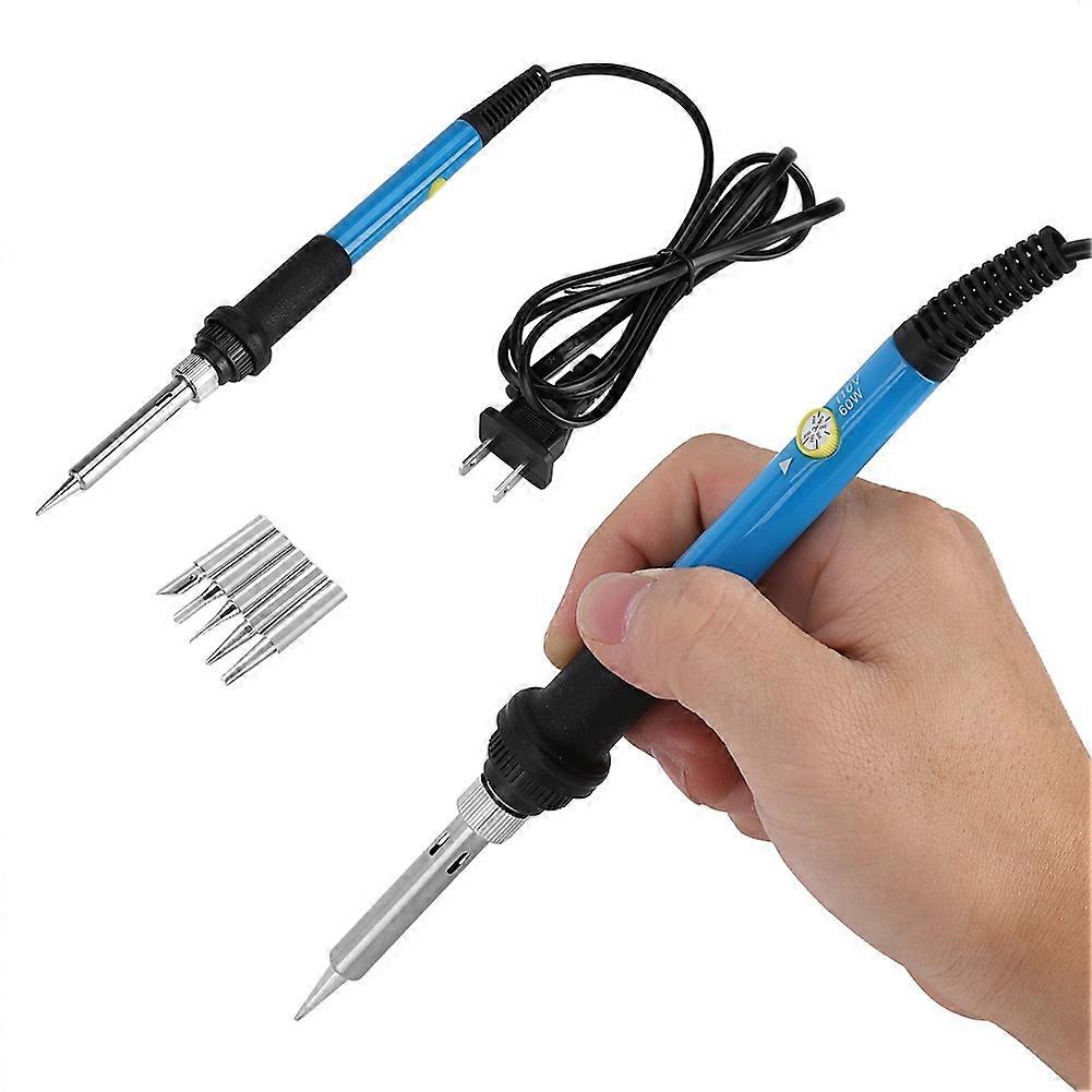 110V 60W Electric Soldering Iron Kit, 5 Pieces Adjustable Temperature, Replaceable Iron Tips