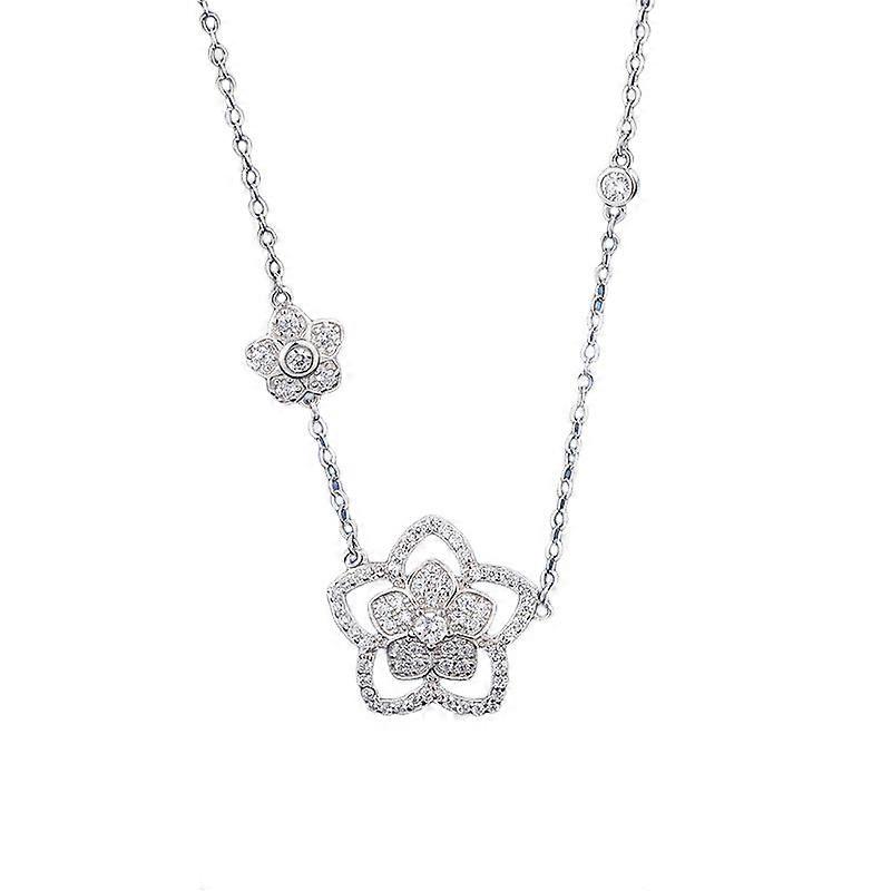 Sterling Silver Gemstone Flower Pendant Necklac