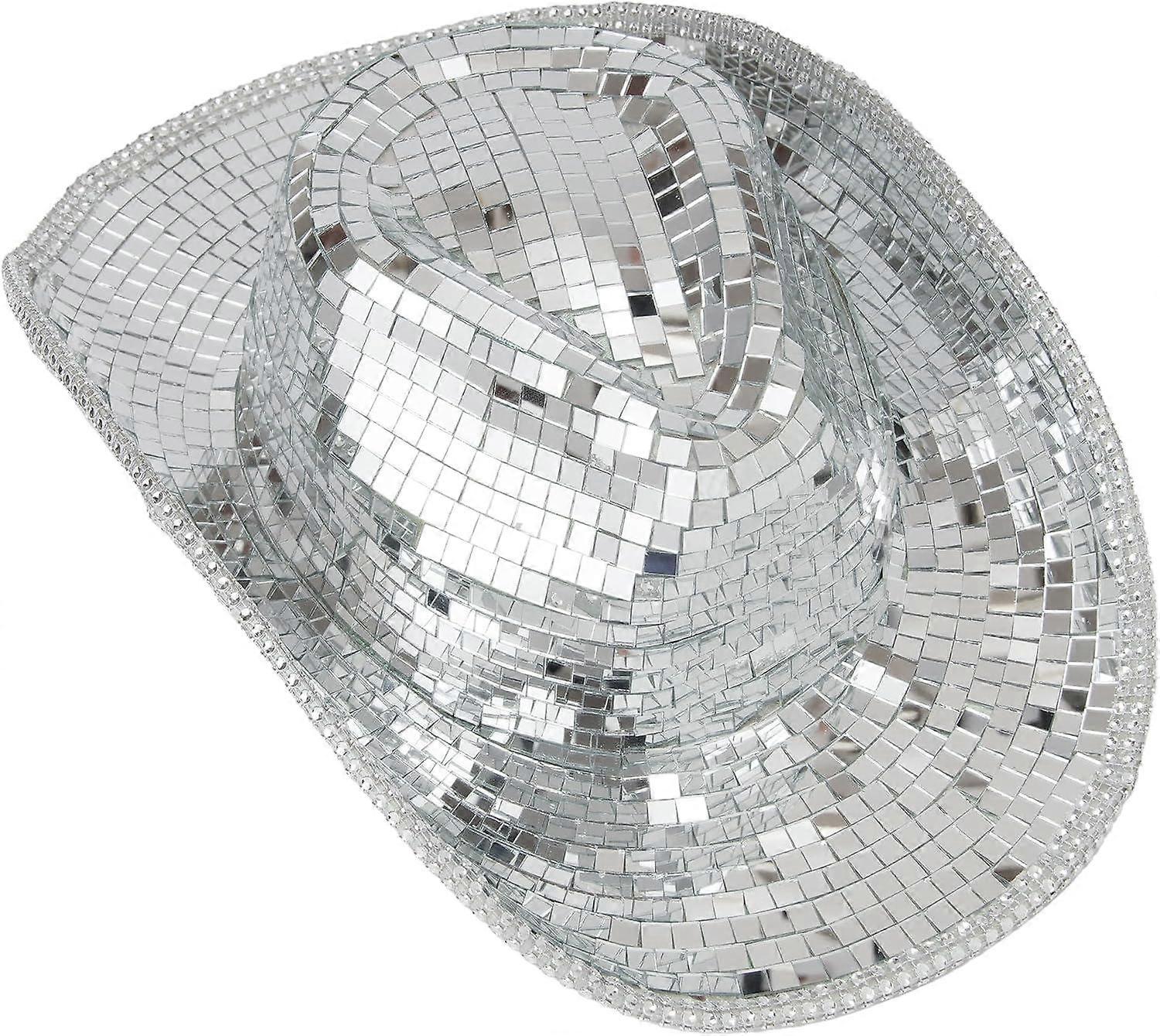 Disco Cowboy Hat, Silver Mirror Ball Cowboy Hat | Fruugo UK