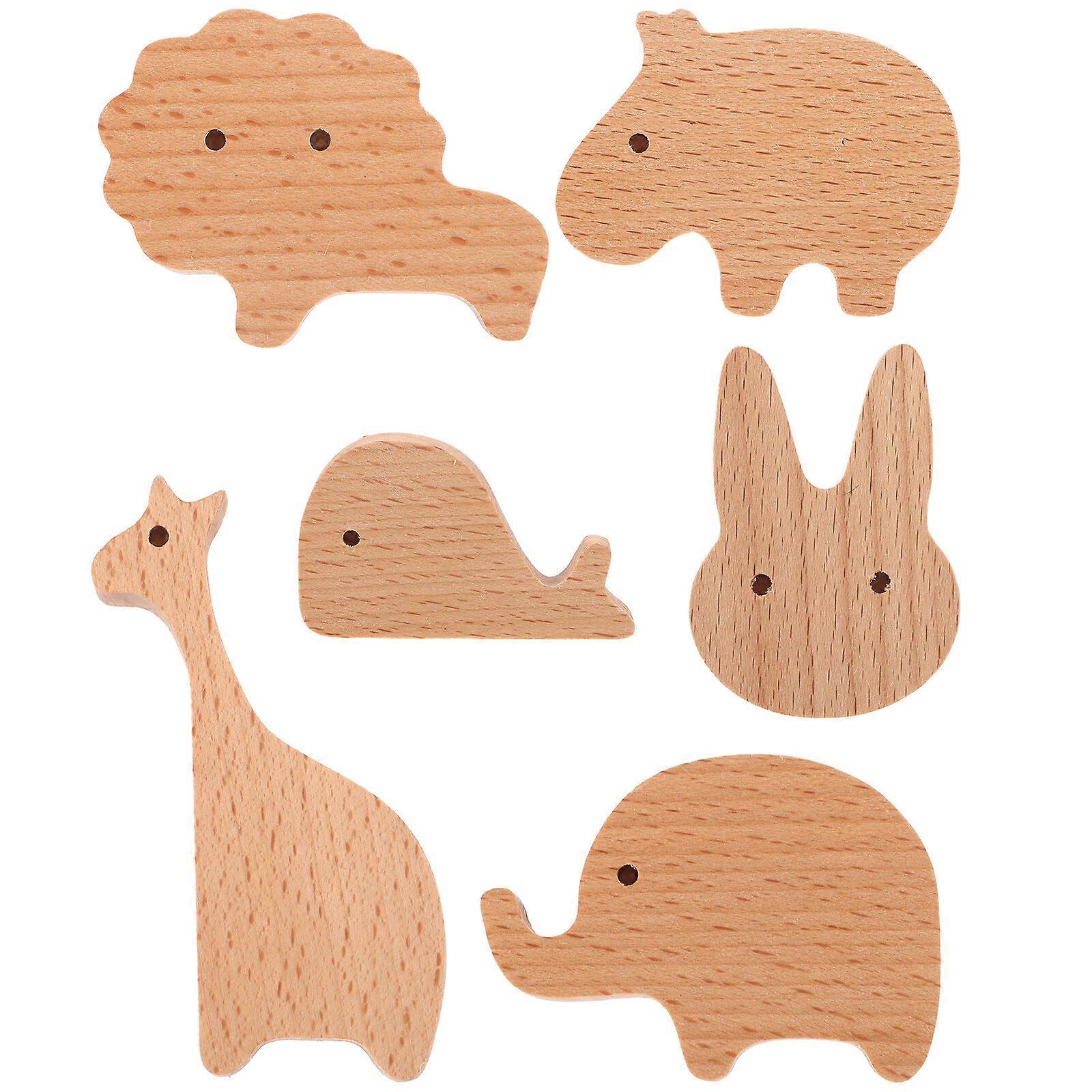 6pcs Dresser Knobs Cabinet Door Knobs Wooden Drawer Knobs Animal Furniture Pulls