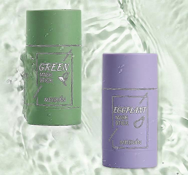 Groene thee Aubergine zuiverende klei gezichtsmasker stick diepe reiniging olie-controle whitening gezicht anti-acne mee-eters