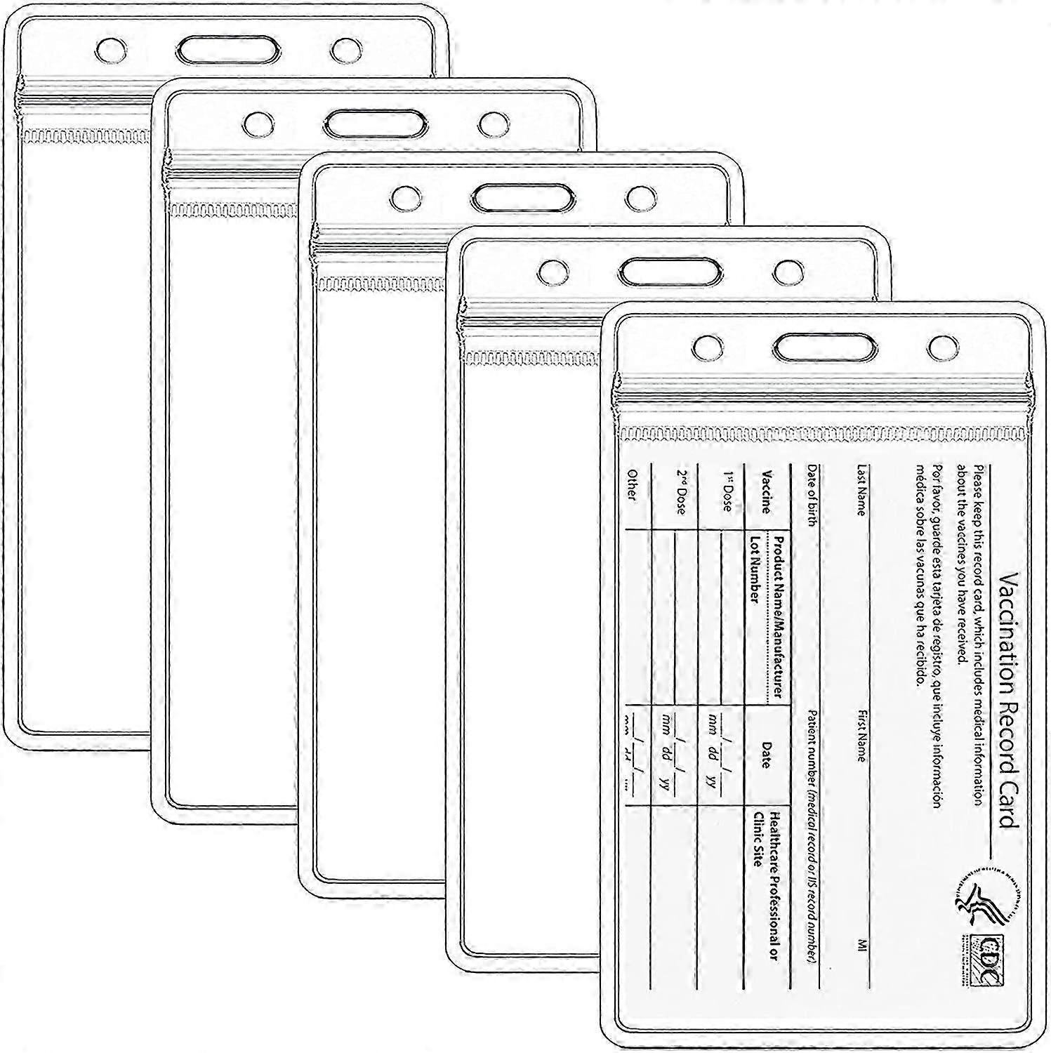 5 Pack Vaccination Card Protector Waterproof