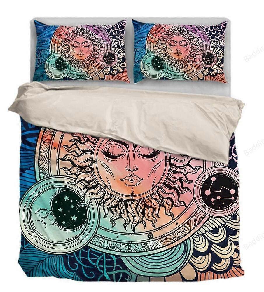 v631 Lençóis Sol E Lua Além Das Estrelas Colcha Capa De Edredão Conjunto De Roupa De Cama CriançasConjunto De Cama De 3 Peças (1 Capa De Edredão + 2 Fronhas) Lençóis gt
