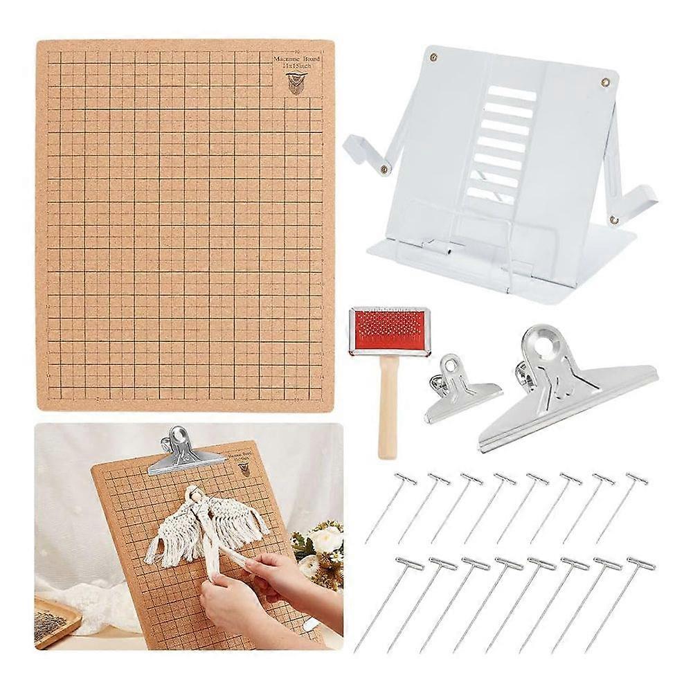Macrame Board készlet, Macrame Board és fém állítható állvány, Macrame kellékek kétoldalas rács Macrame projekttábla