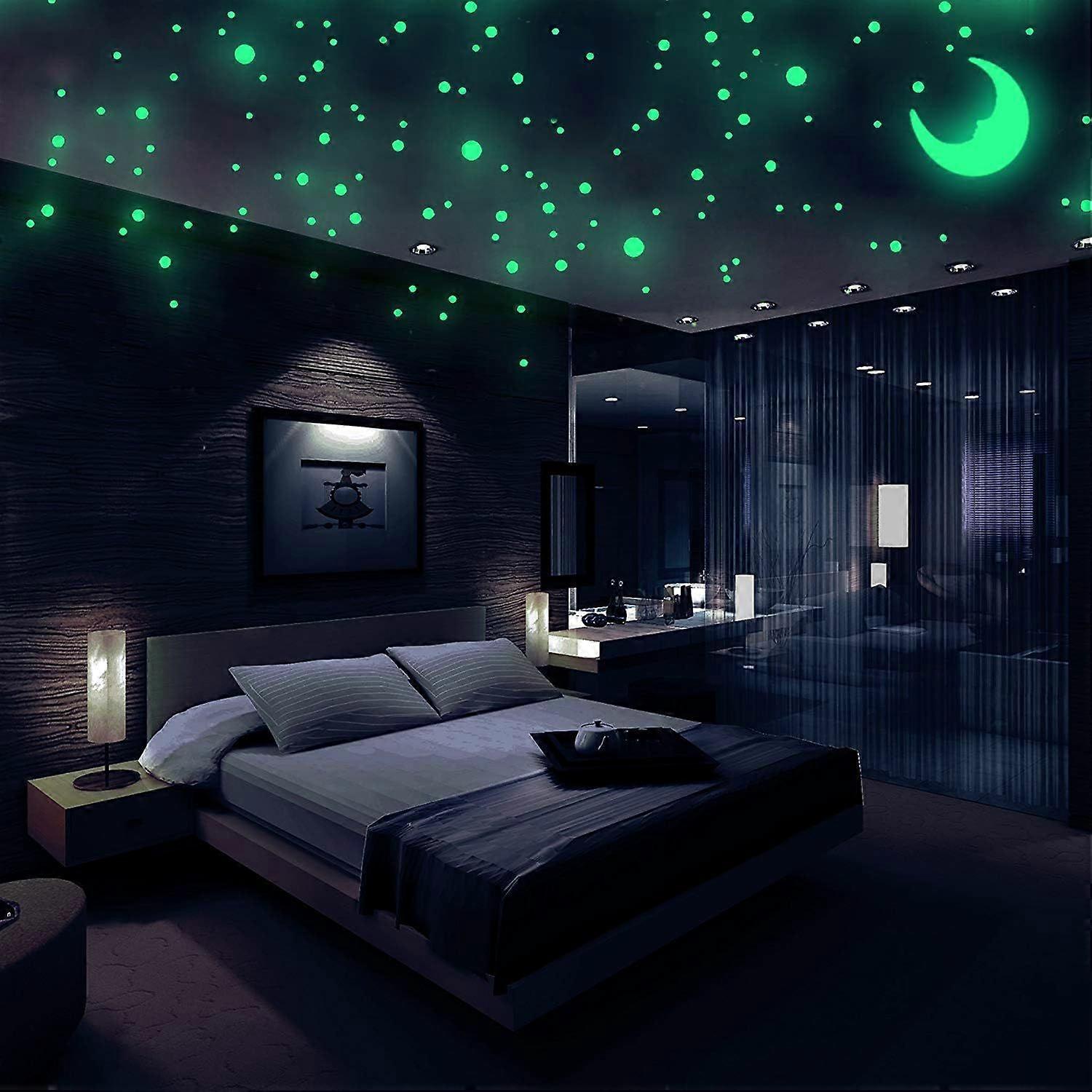 toiles lumineuses en dme 3D ralistes, 338 points, 3 tailles et une lune, adaptes au plafond ou au mur, la lumire est plus lumineuse et plus longue que