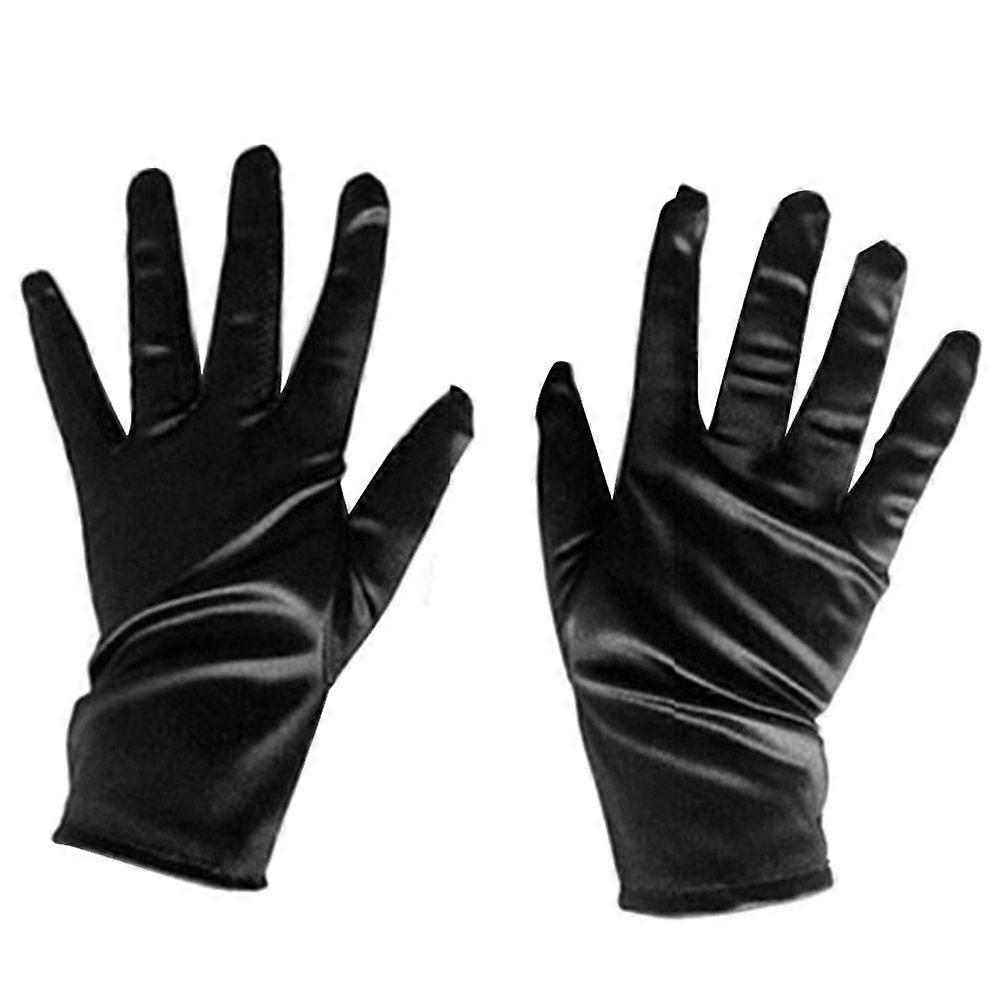 Ladies Short Sunscreen Satin Satin Glove Dance Performance Gloves Etiquette Gloves Black