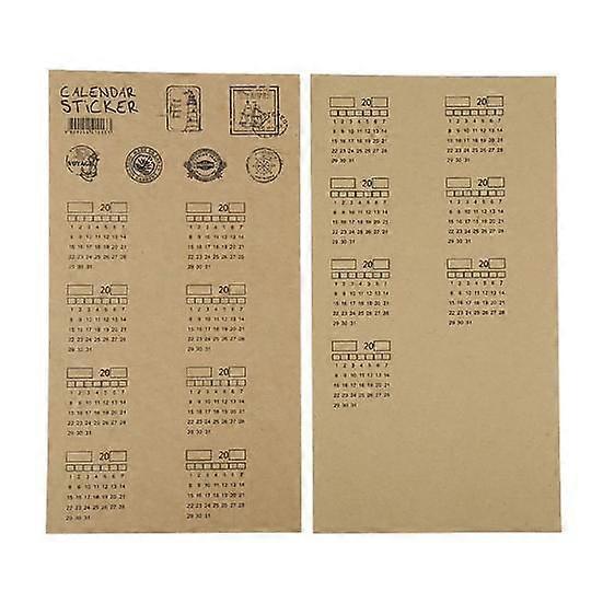 2Pcs 2020 2021 Calendar Kraft Paper Handwritten Label Notebook Index Stickers