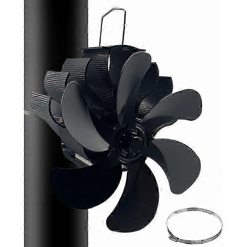 2025 Nuovo ventilatore per stufa a legna, ventilatore per camino a tubo con termometro magnetico, ventilatore per stufa a 6 pale su camino