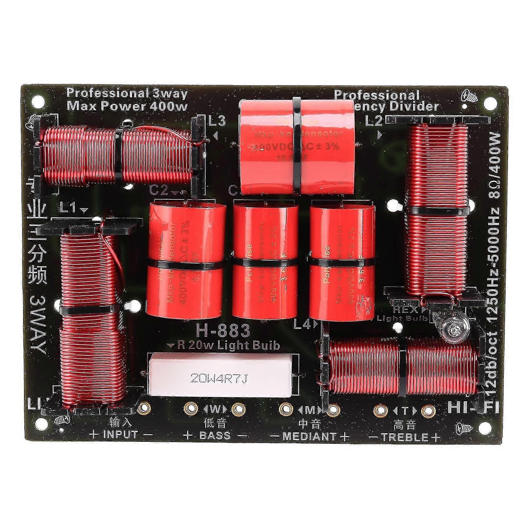 400w 3 Way Crossover Divider Hifi Tweeter Woofer Speaker Crossover 1250h/5000hz With High-pitched P