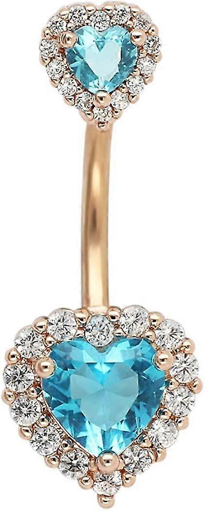 Piercing ombelico in acciaio chirurgico 316L SS placcato PVD multicolore con zirconi cubici a forma di cuore, piercing ombelico lucido
