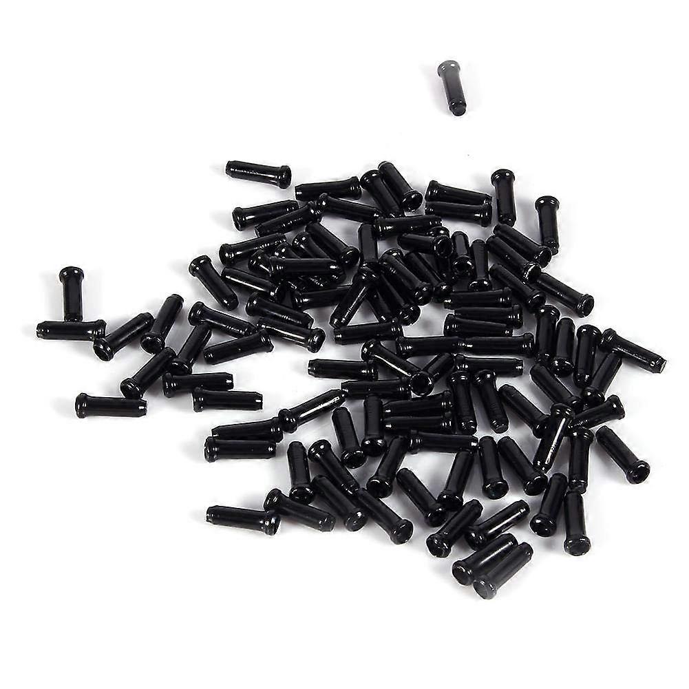 100 PCS Aluminum Alloy Black Brake Cable Tips for Shifting End
