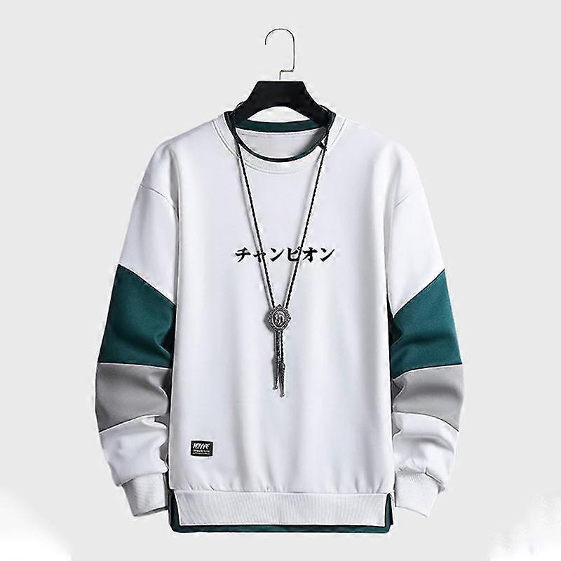 ChArmkpR Heren Patchwork Pullover Tops met Lange Mouwen