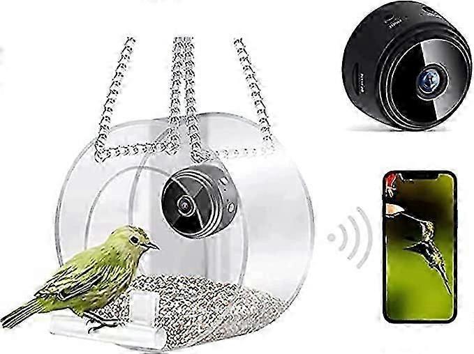 1080p Wifiリモートカメラ付き吊り巣箱ガーデンデコレーションホワイトプラスチック高精細屋外バードフィーダー、100%新