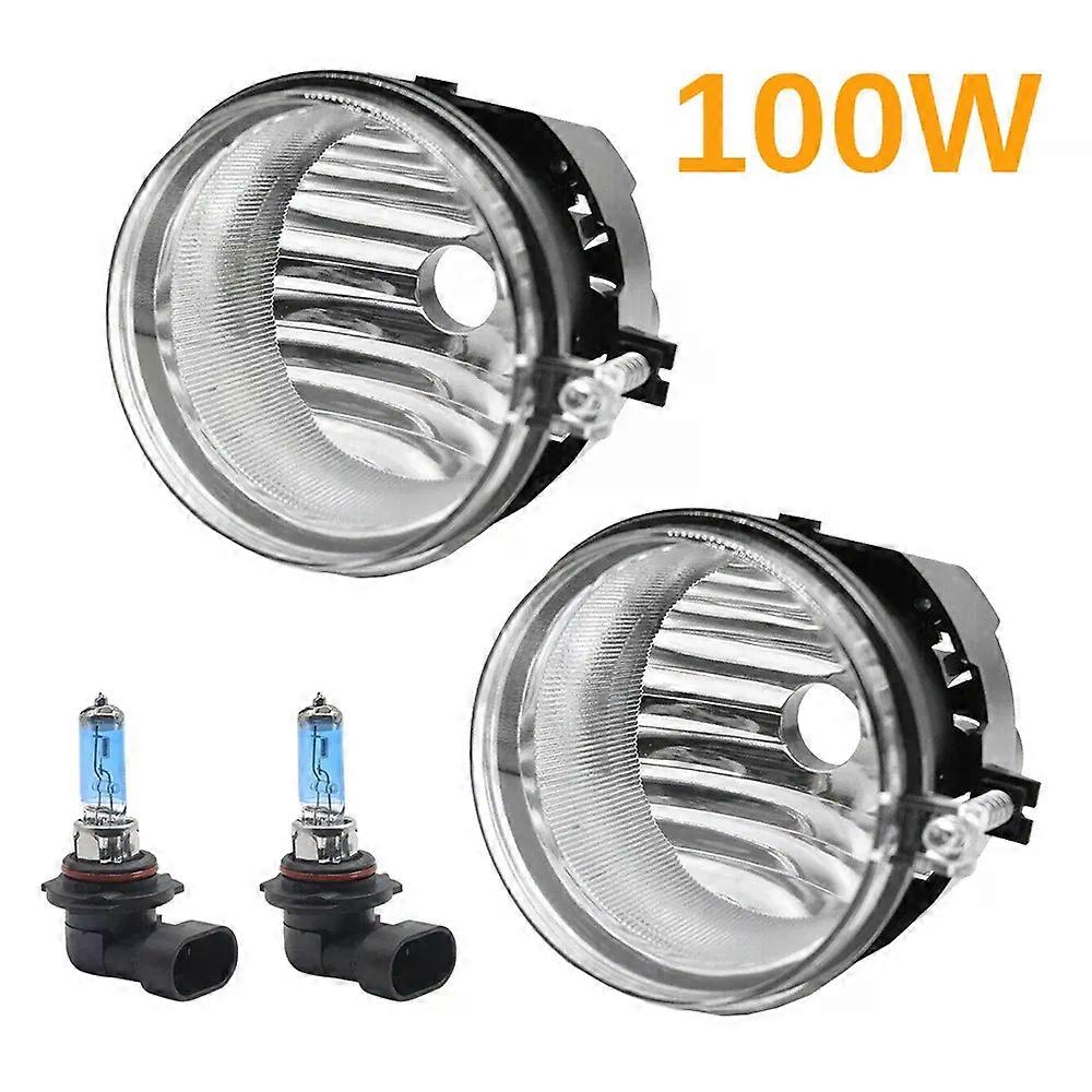 Compatible 2 Pieces Car Front Fog Light Assembly + 9005 H10 White Halogen Lamp Replacement For Jeep Compass 2007 2008 2009