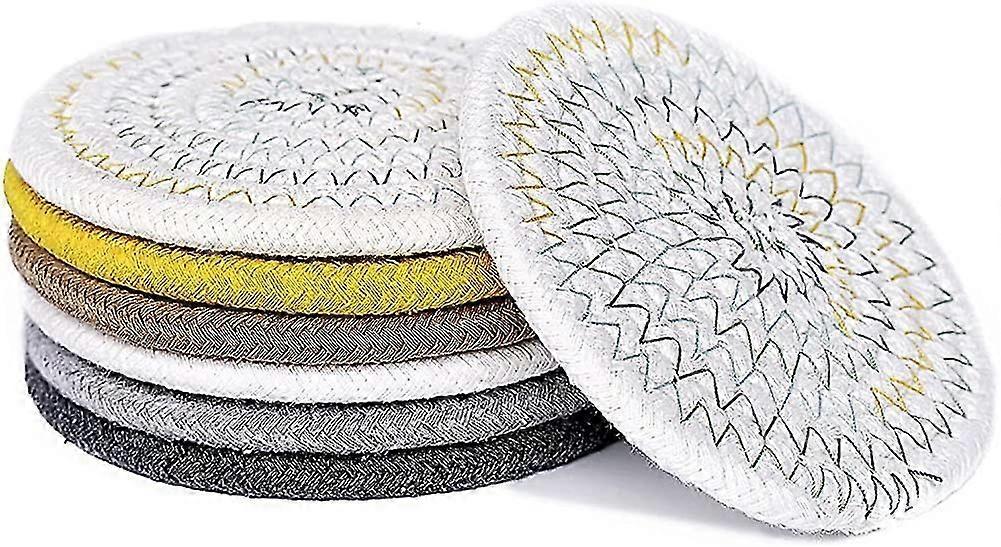 Absorbent Drink Coasters Handmade Braided Drink Coasters 6 Pack Super Absorbent