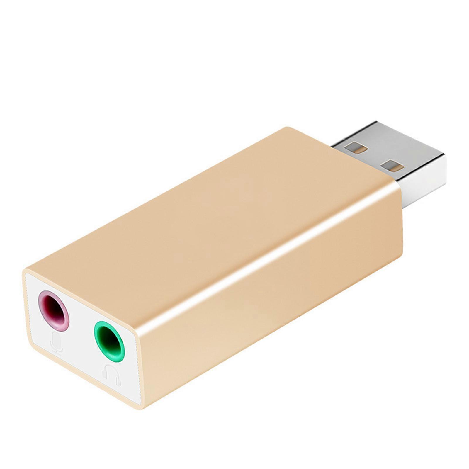 USB External Sound Card 3.5mm Headphone Microphone Adapter Efficient Heat Dissipation for Gaming Headsets Laptop gold
