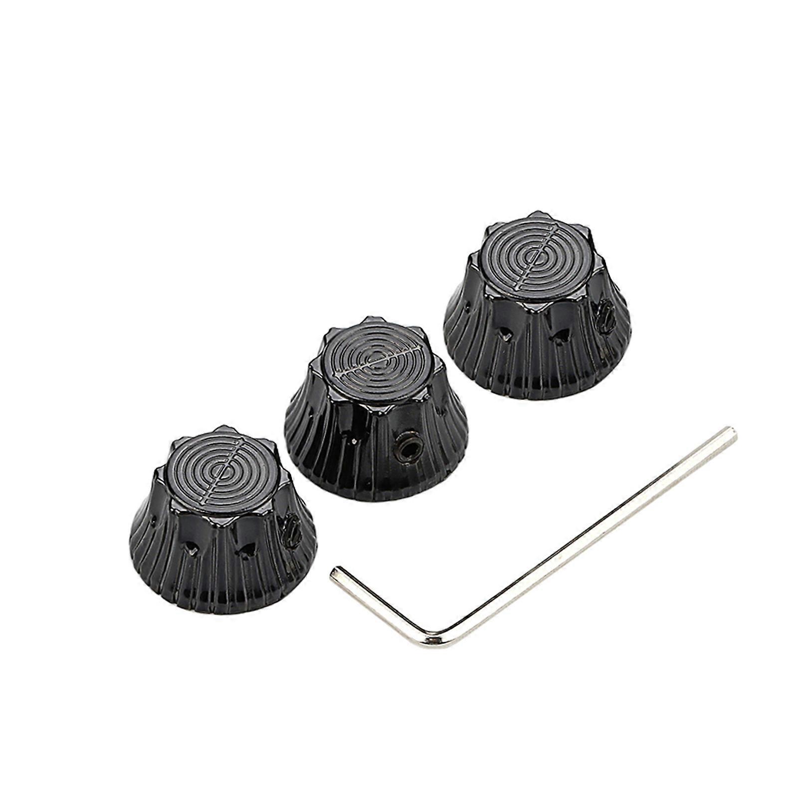 3Pcs Metal Volumes Tone Control Knobs Nonslip Guitar Potentiometer Control Knobs with Hole Electric Guitar Bass Knobs  Black