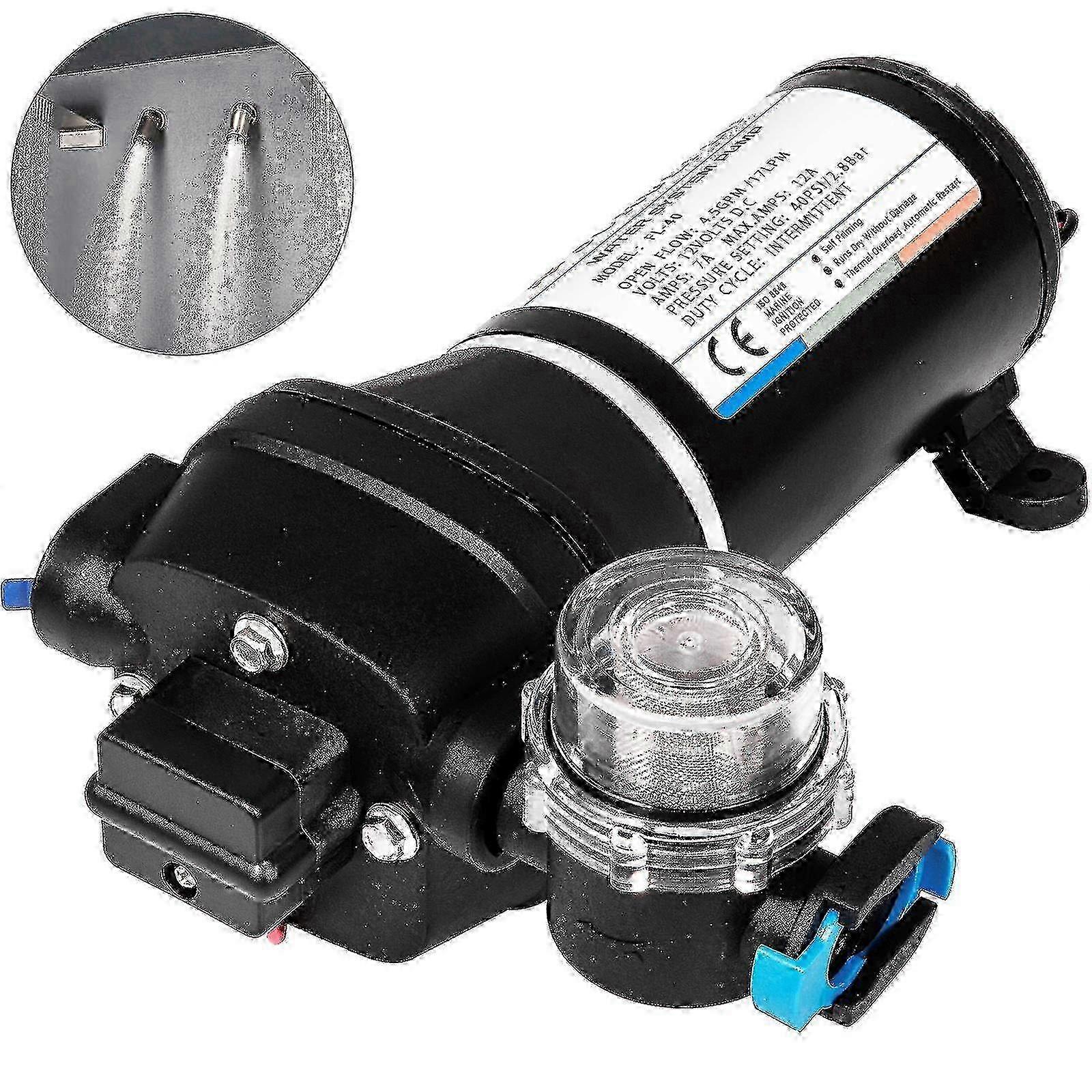12V högtrycks självsugande membranpump 17L / min 40psi