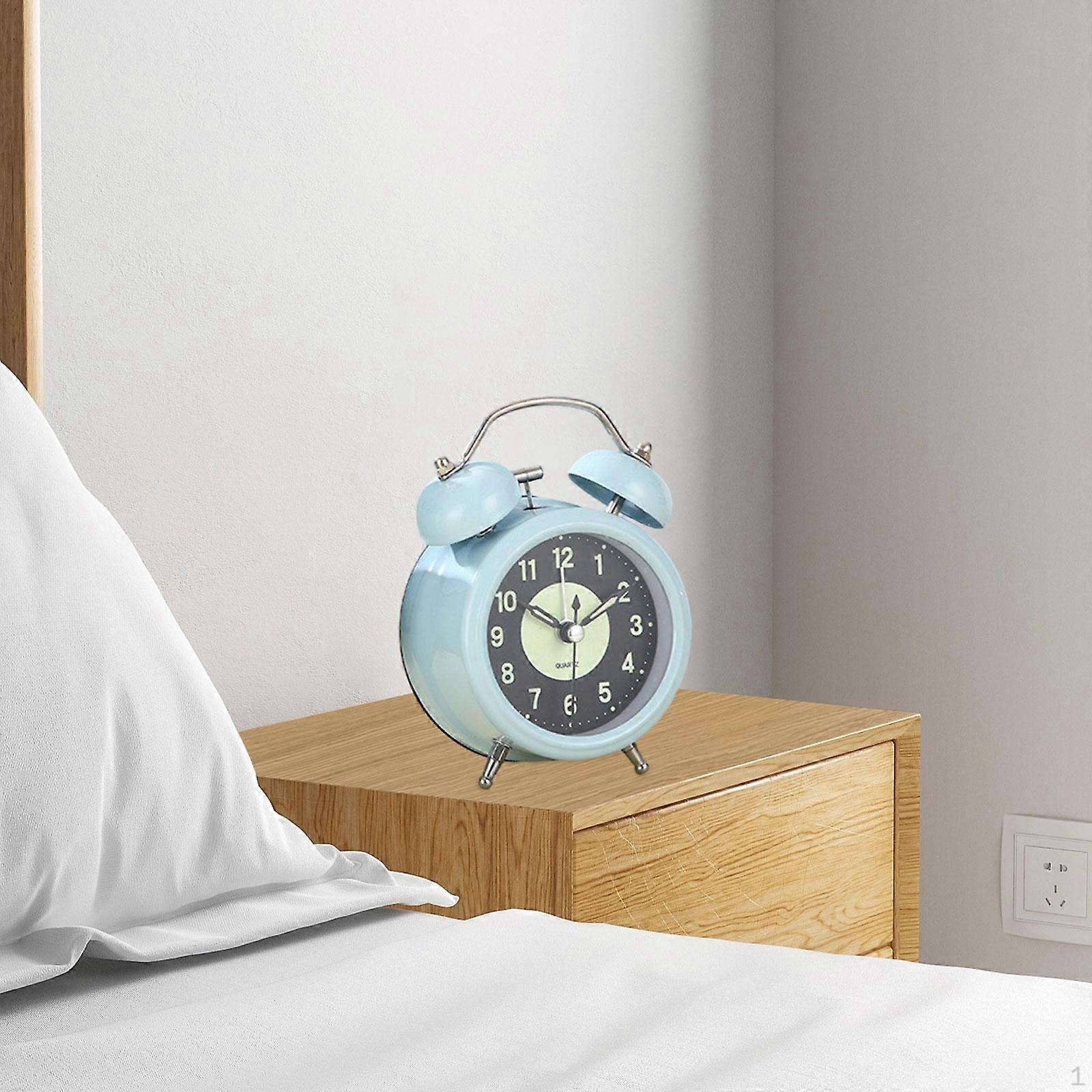 Analog Alarm Clock Double Bell Classic Retro Design Silent Small Indoor Heavy