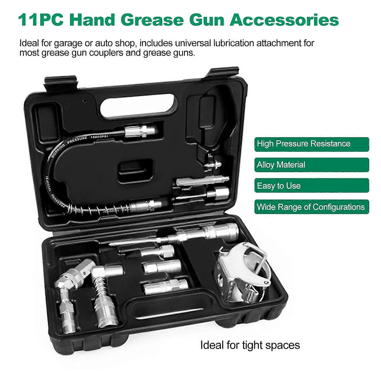 Grease Machine Accessory Kit 11 Piece Grease Machine Coupler Set for Hard to Reach Grease Fittings H