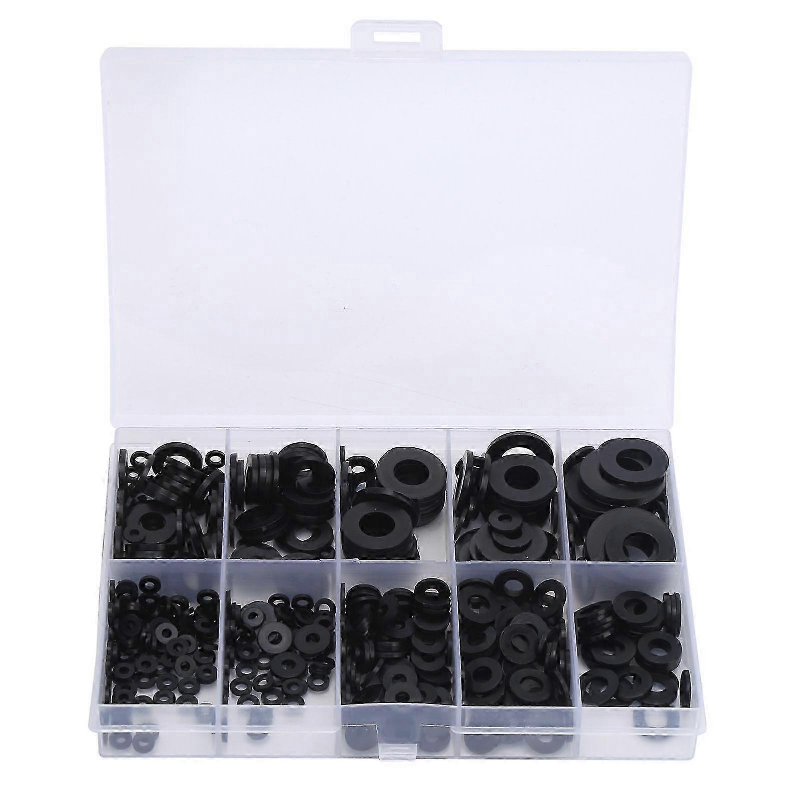 500stk nylonskiver sorte pakninger sæt industrielle forsyninger m2 m2.5 m3 m4 m5 m6 m8 m10