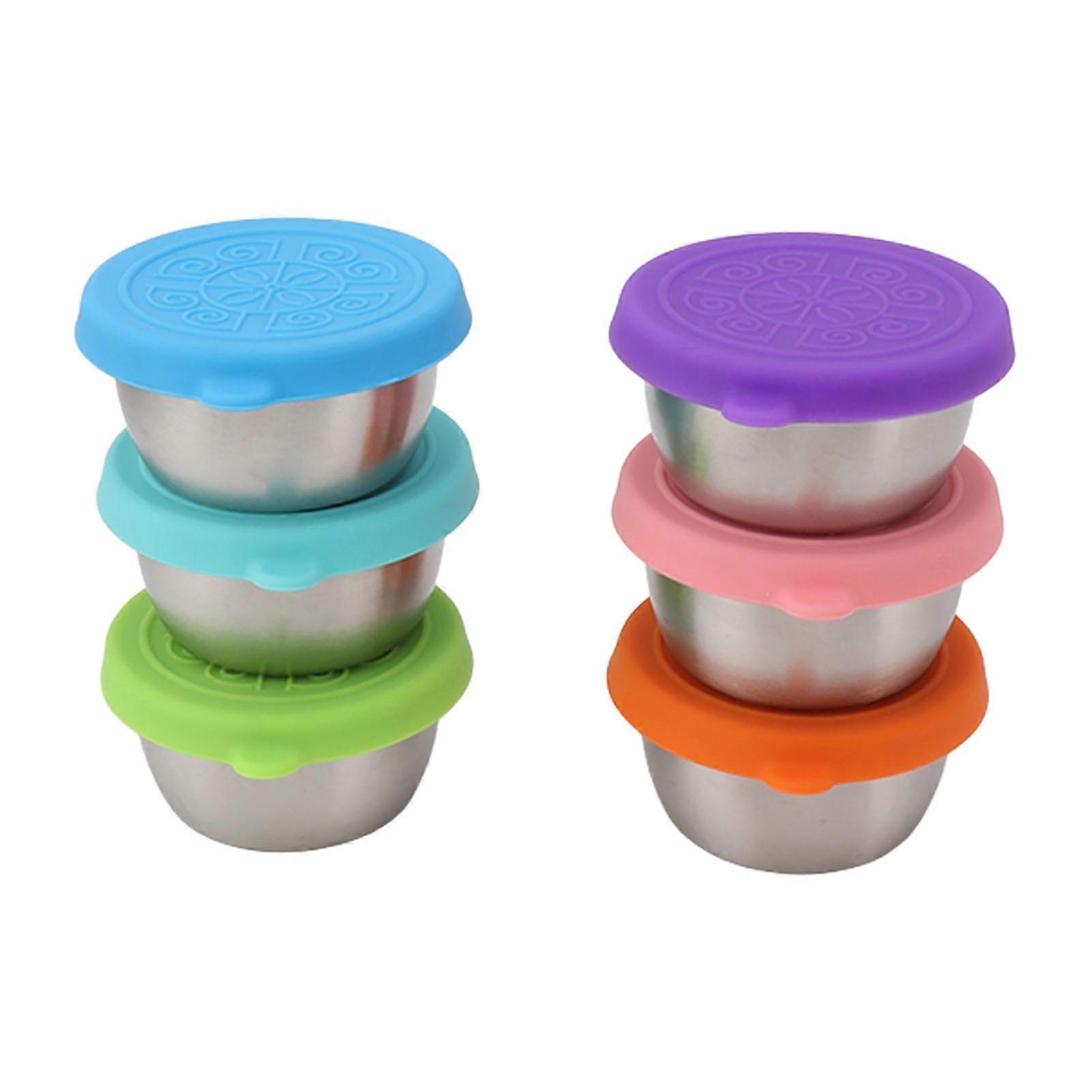 6 PCS Small Containers with Lids Colorful Leakage Proof 50ml Reusable Condiment Cups for Lunch