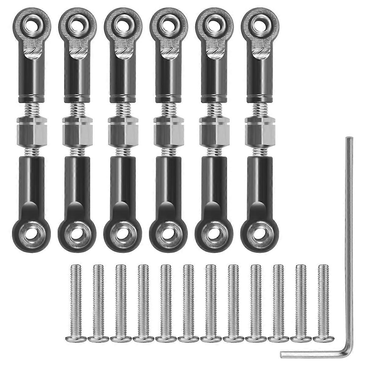 6Pcs Adjustable Metal Pull Rod Front /Rear Servo Link for RC Car,Grey