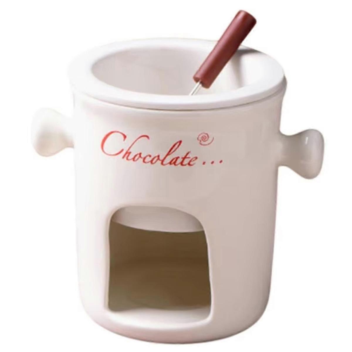 Ceramic Chocolate Fondue Mug - Melting Pot for Snacks & Candy