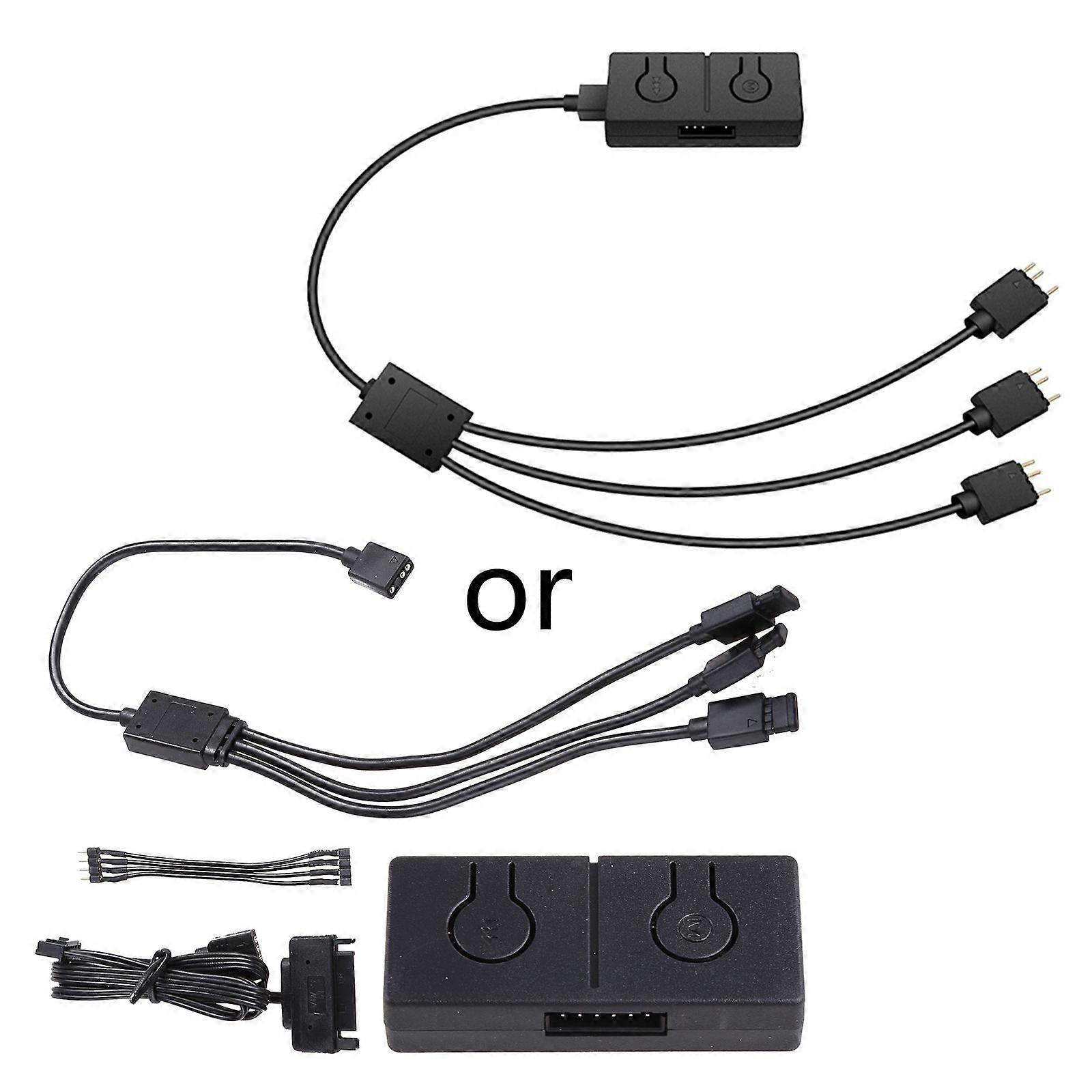 RGB Sync Switch Hub Manual Controller 5V To 12V 4PIn Fan Motherboard 2 IN 1