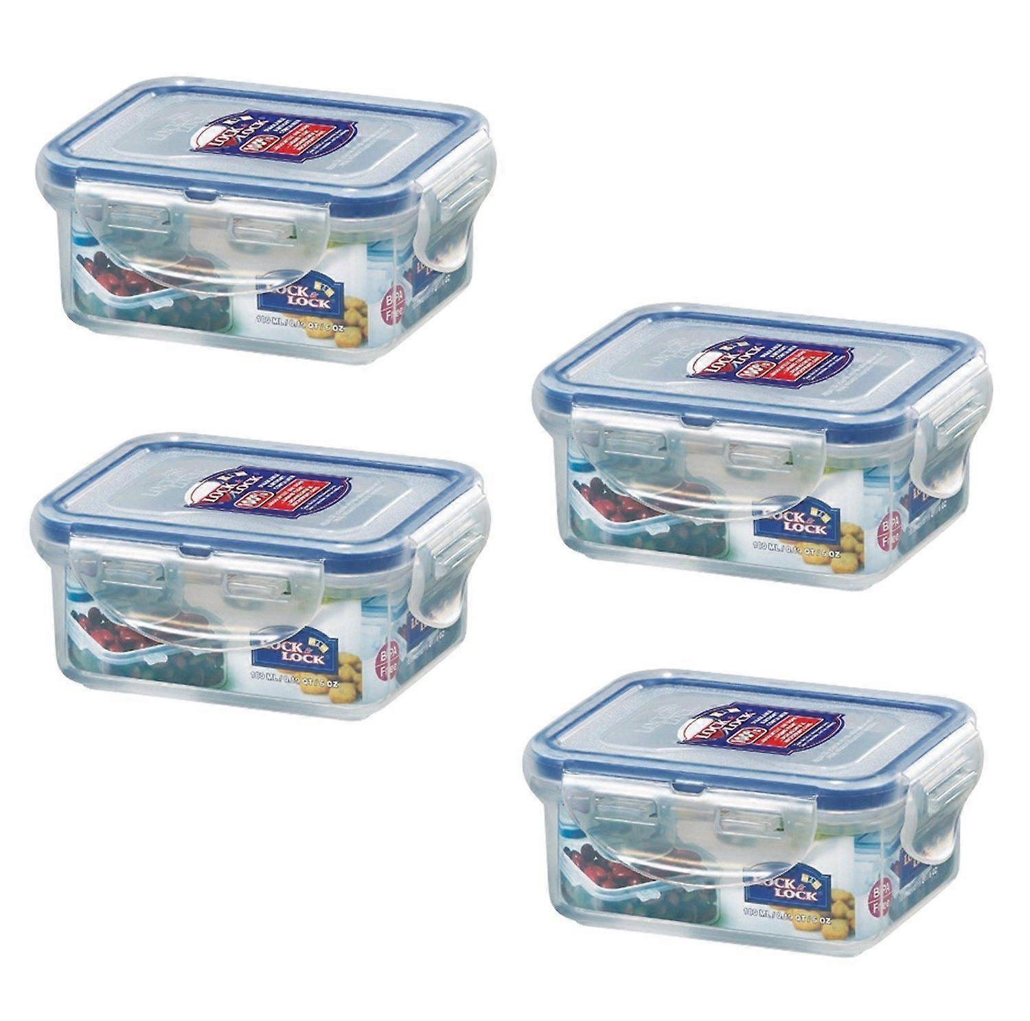 LOCK & LOCK Airtight Rectangular Food Storage Container, 6 oz, BPA-Free Plastic, Stackable, Pack of 4