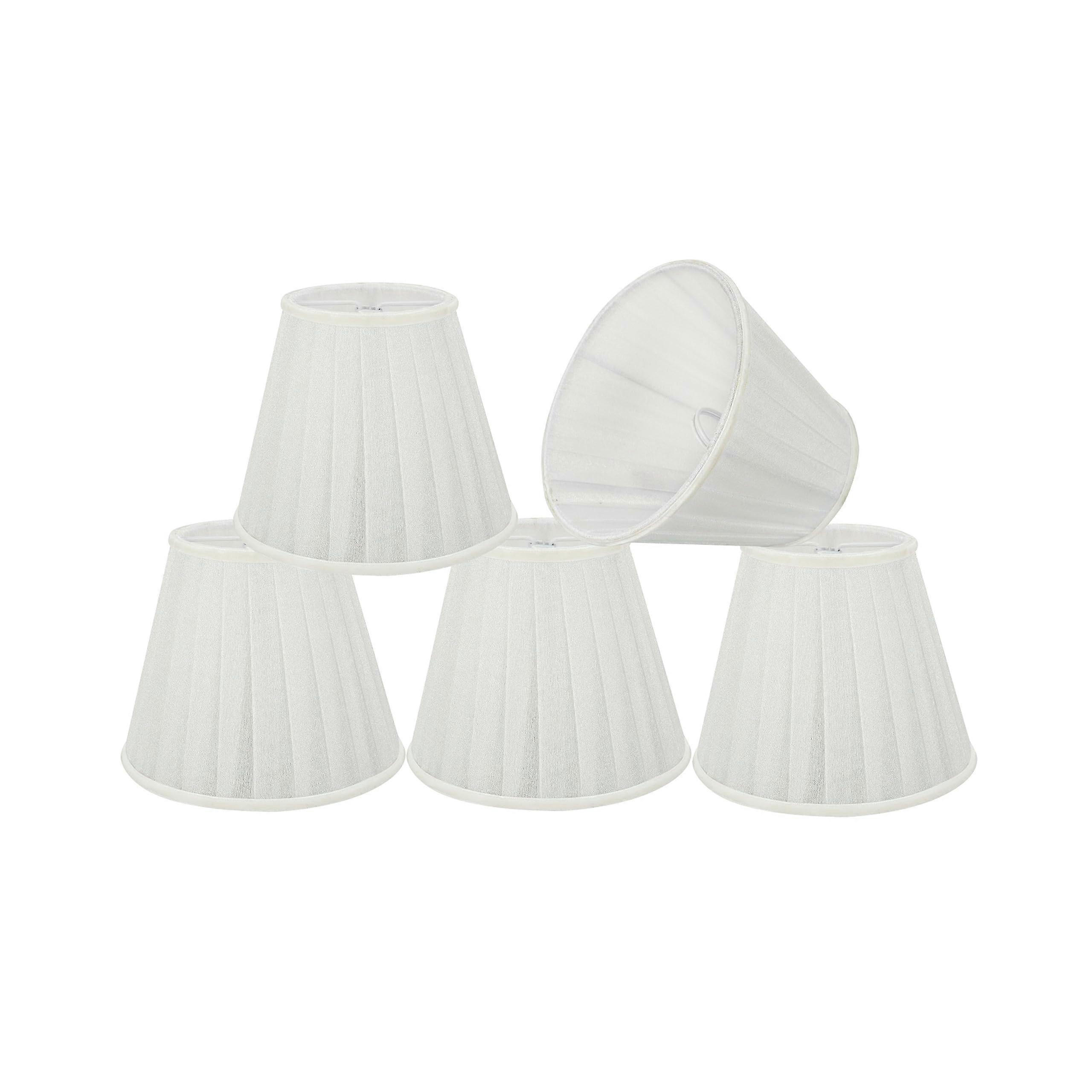 33112-2B Small Pleated Empire Chandelier Clip-On Lamp Shade, White, 3" Top, 5" Bottom, 4-1/4" Slant, 2 Pack