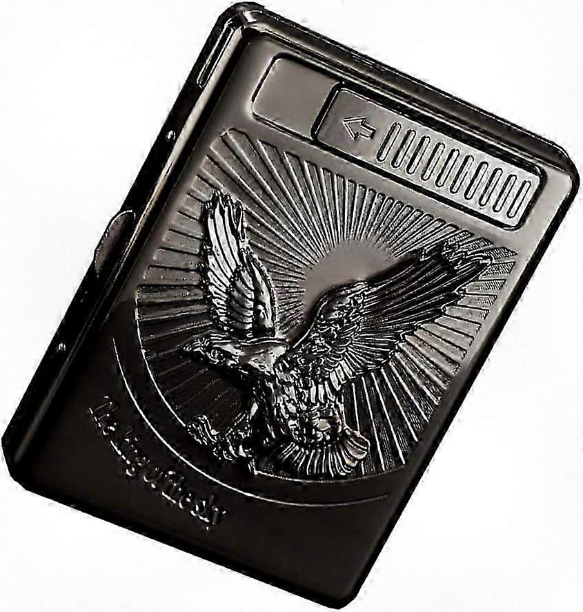 Metal USB Rechargeable Cigarette Case & Lighter Holder for 20 Regular Cigarettes, Compact Design