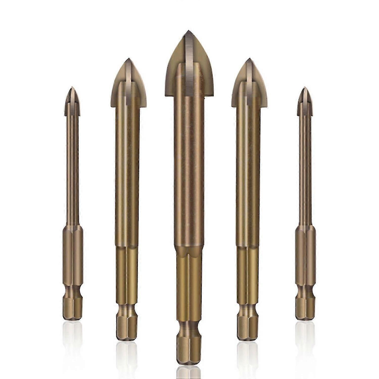 5pcs Glass Ceramic Tile Drill Bit, Universal Efficient Drilling Tool, Multifunctional Cemented Carbi