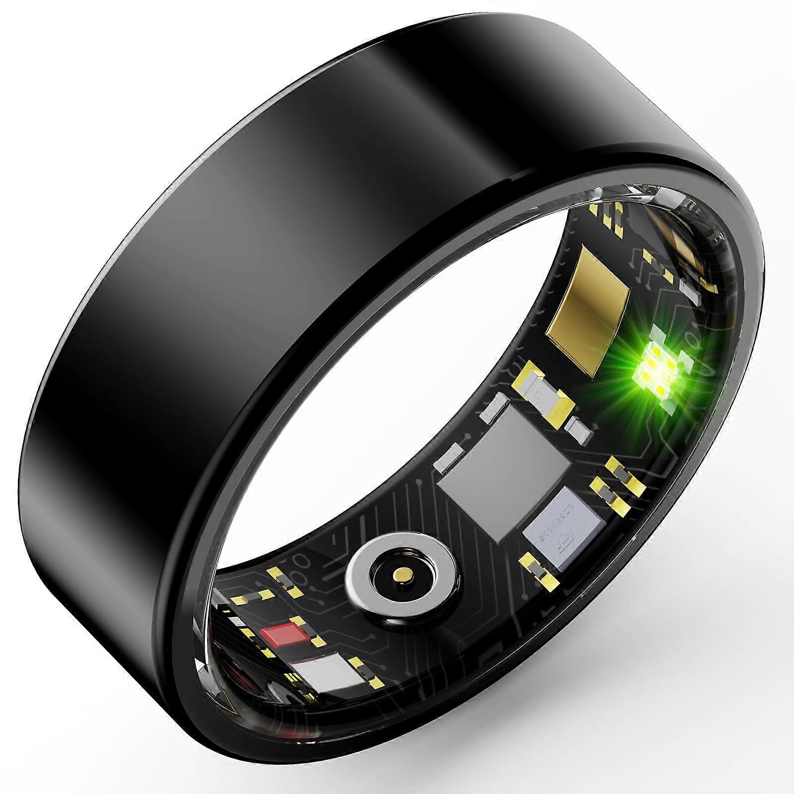 Smart Ring Activity and Fitness Tracker Black with Sleep Monitoring Heart Rate Blood Oxygen Calories No App Subscription
