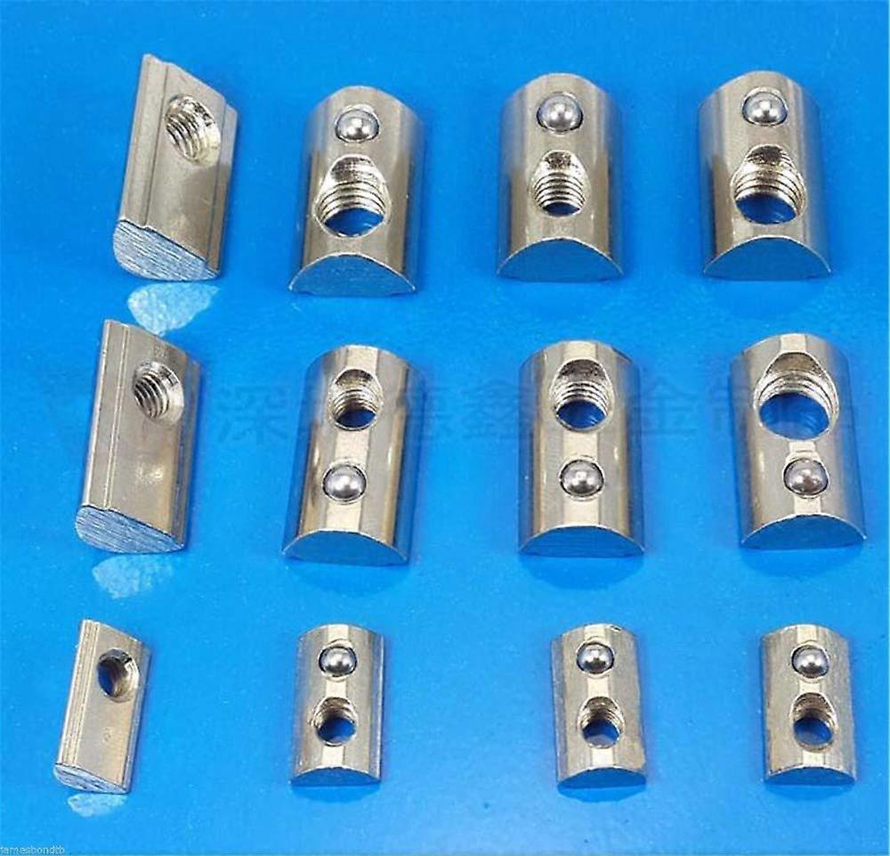 Nuts 50pcs M4 M5 M6 M8 Spring Nut for 3030 Aluminum Profile Nickel Plated Round Roll T Slot Elastic Nut, M6 Size