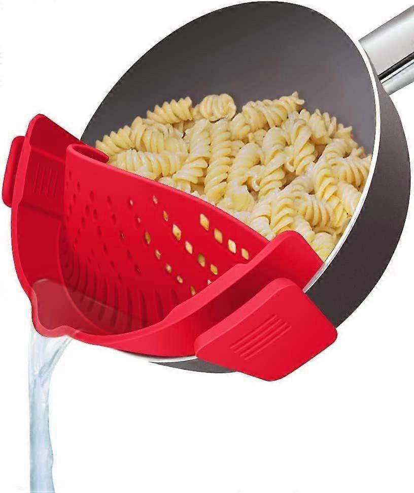 Silicone clip-on strainer, for all pots and pans, red